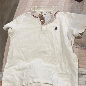 Burberry White Polo with Iconic Stripe Detail